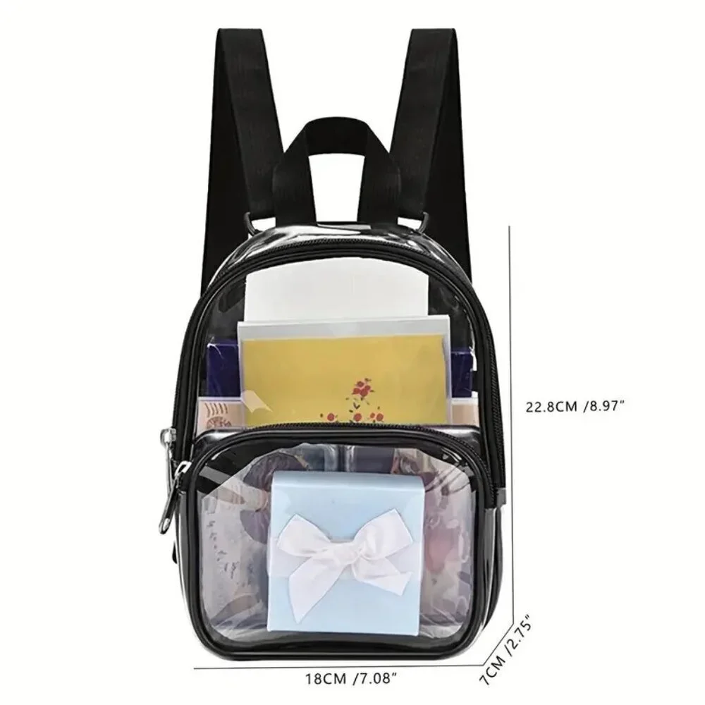 Clear Stadium Backpack Black Trim Waterproof PVC Concert Game Travel Bag